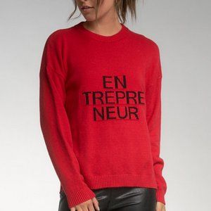 Elan Solid Red Entrepreneur Crewneck Long Sleeve Knit Pullover Sweater Sz Large
